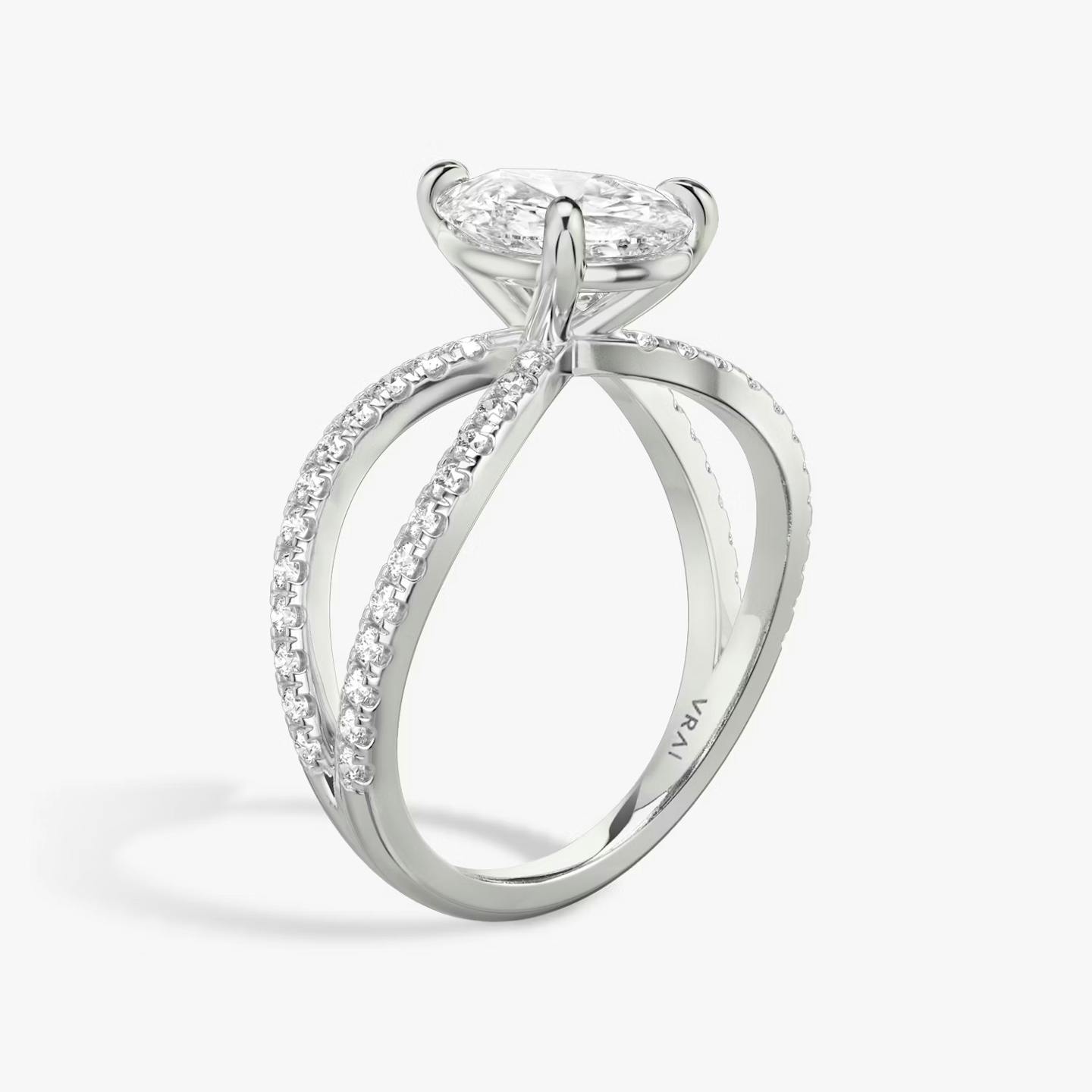 The Duet | Pear | Platinum | Band: Double pavé | Diamond orientation: vertical | Carat weight: See full inventory
