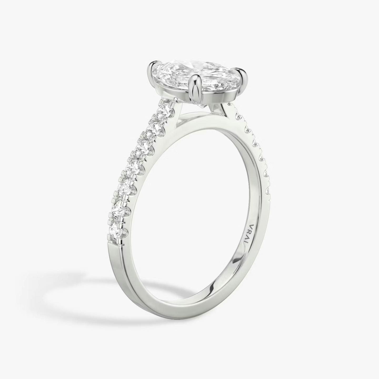The Cathedral | Pear | Platinum | Band: Pavé | Diamond orientation: vertical | Carat weight: See full inventory