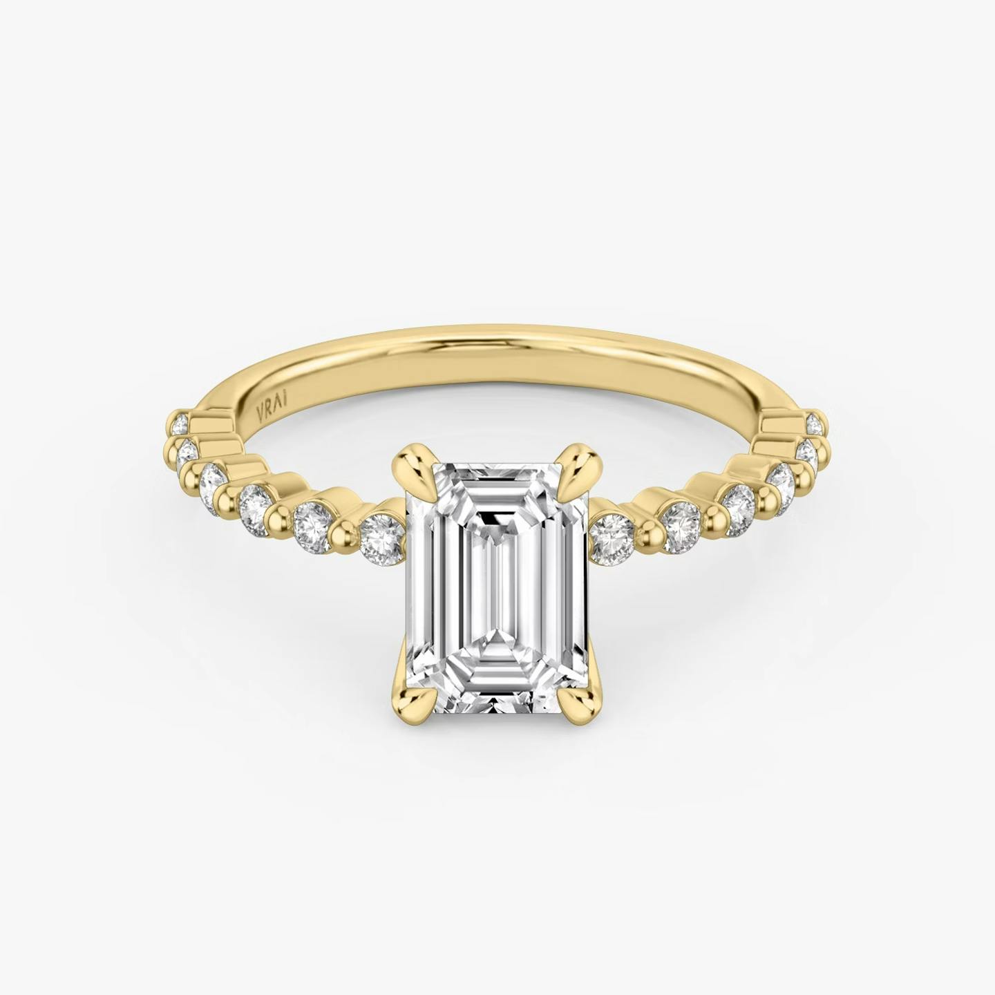 The Single Shared Prong | Emerald | 18k | 18k Yellow Gold | Band: Original | Diamond orientation: vertical | Carat weight: See full inventory