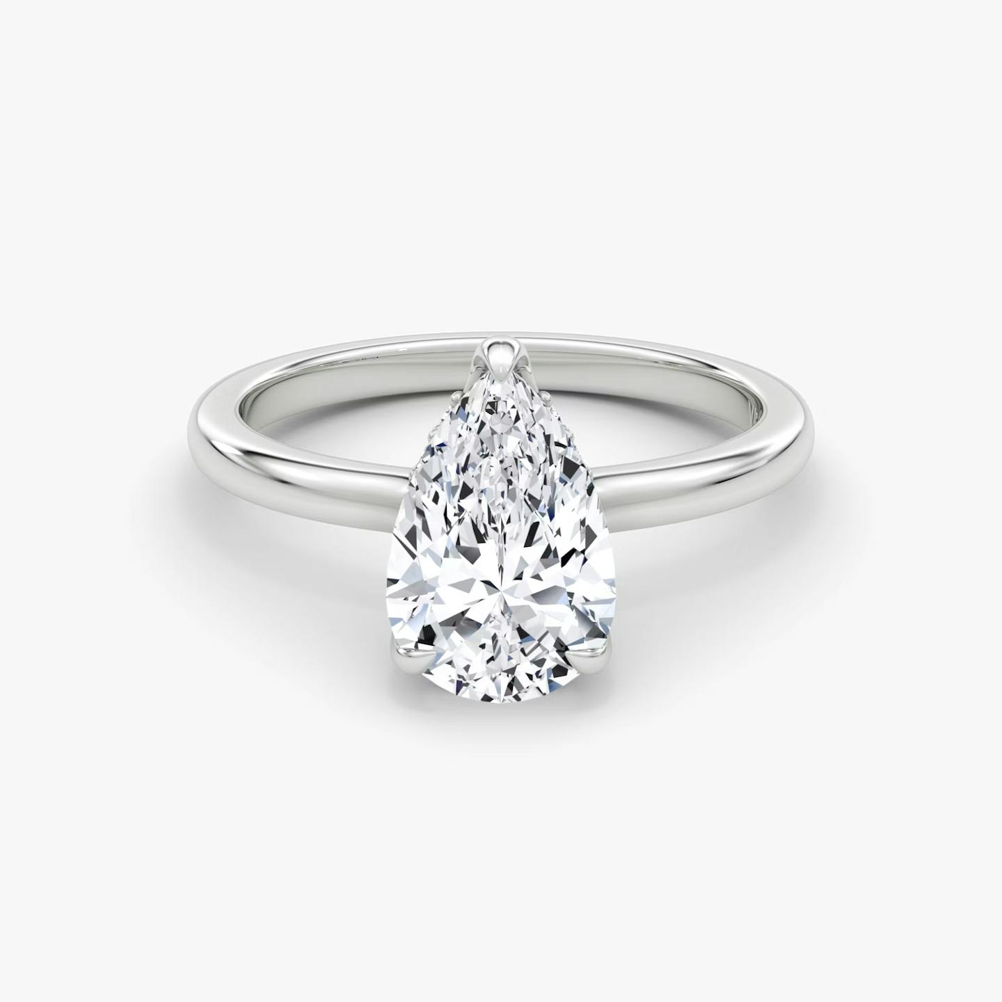 The Floating Solitaire | Pear | 18k | 18k White Gold | Band: Plain | Diamond orientation: vertical | Carat weight: See full inventory