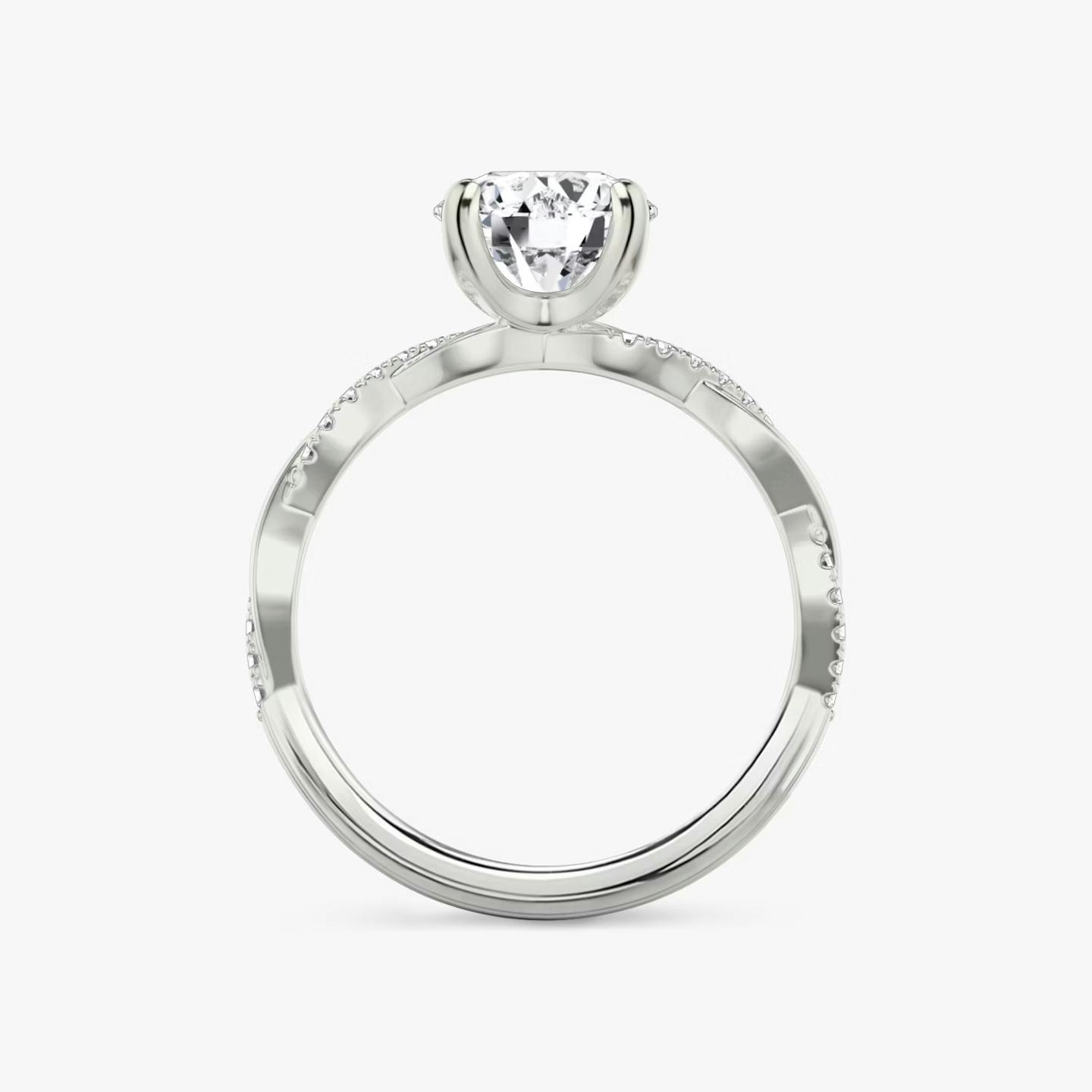 The Twisted Classic | Round Brilliant | 18k | 18k White Gold | Band: Pavé | Carat weight: 1 | Diamond orientation: vertical